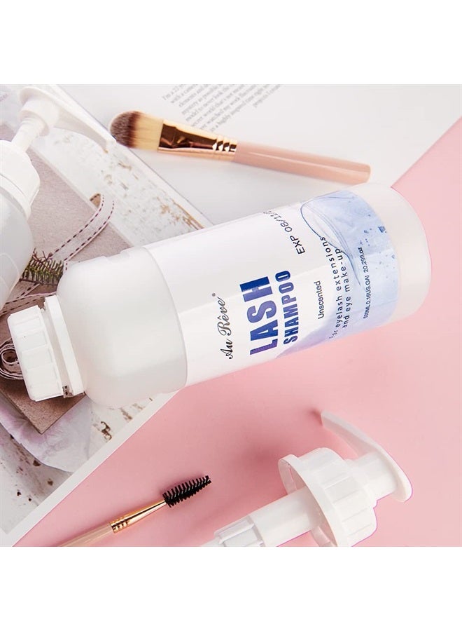 AuReve Eyelash Extension Cleanser Lash Shampoo Eyelash Extension Shampoo Lash Foam Cleanser Eyelid Cleanser for Makeup Remover Eyelash Care, Paraben & Sulfate Free for Salon and Home Use (Original 600ml) - Image 4
