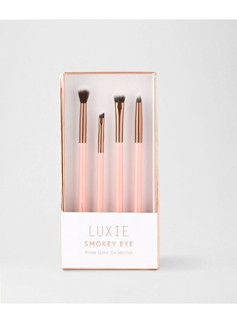 مجموعة فرش للعيون من أربع فرش بلون مميز ذهبي وردي