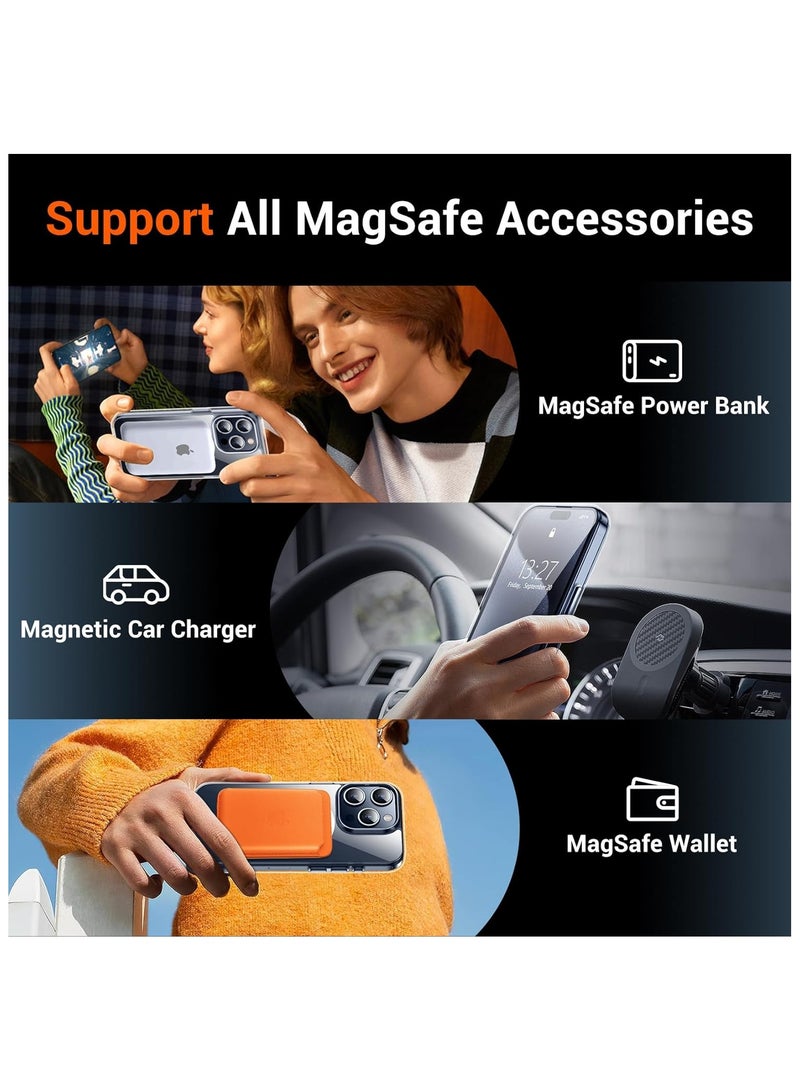 حافظة شفافة لهاتف iPhone 15 Pro مع Magsafe والرسوم المتحركة، نفس الغطاء الواقي الرسمي المقاوم للصدمات، 6.1 بوصة - Image 3