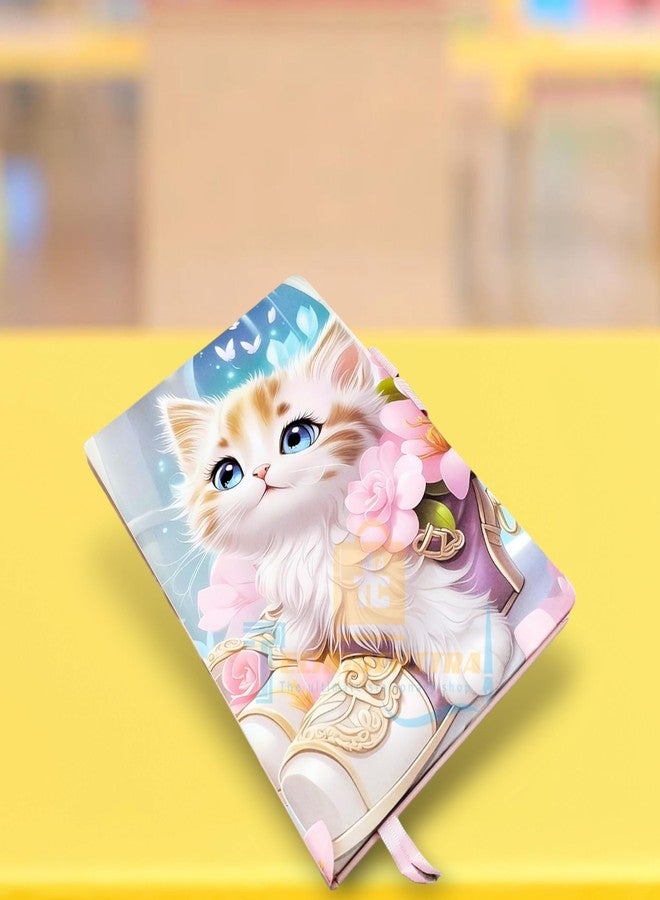 TECHNOCHITRA Cute Moon Eyes Kitten Diary Notebook Journal with Bookmark for Girls - Image 5