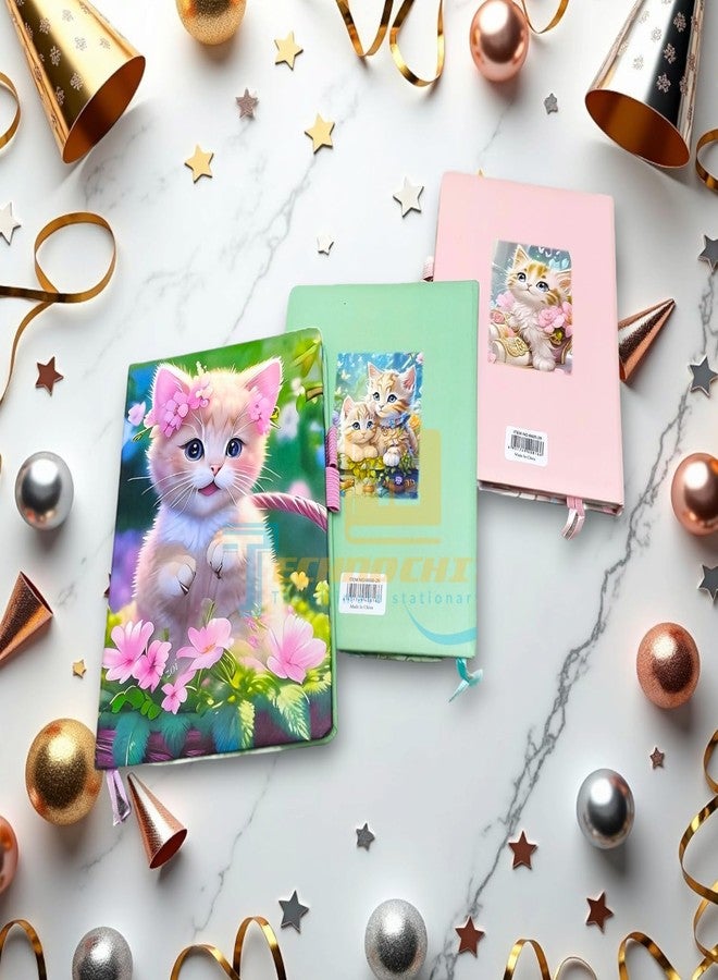 TECHNOCHITRA Cute Moon Eyes Kitten Diary Notebook Journal with Bookmark for Girls - Image 2