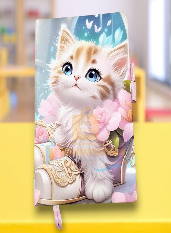 TECHNOCHITRA Cute Moon Eyes Kitten Diary Notebook Journal with Bookmark for Girls - Image 3