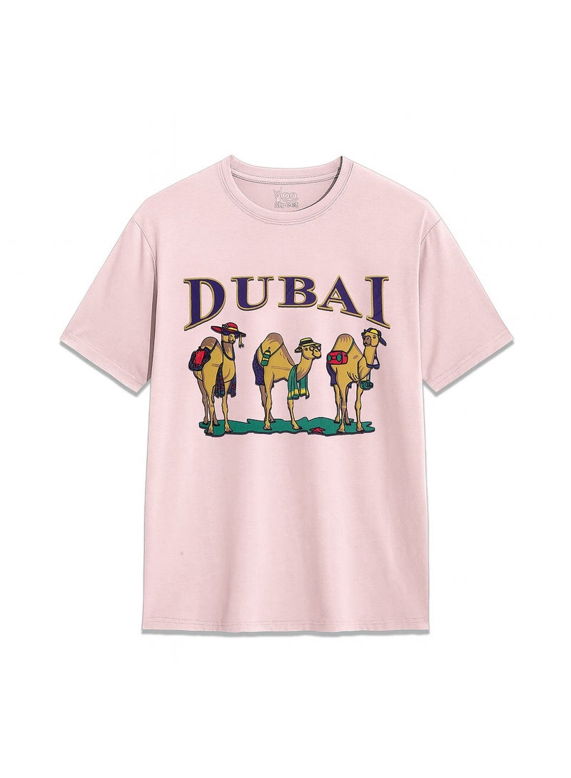 AROAQ Yoo Street Dubai 3 Camels Desert Scene T Shirt Iconic Middle Eastern Graphic for Stylish Outfits  - Image 1