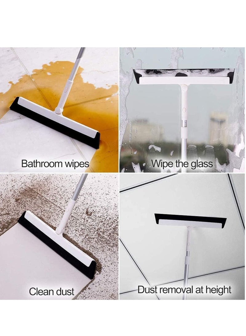 Floor Squeegee, Floor Wiper Household Magic Broom, Hair Wiper, Rubber Blade, Tile Shower Floor Wiper, for Bathroom, with 45" Extension Long Handle
