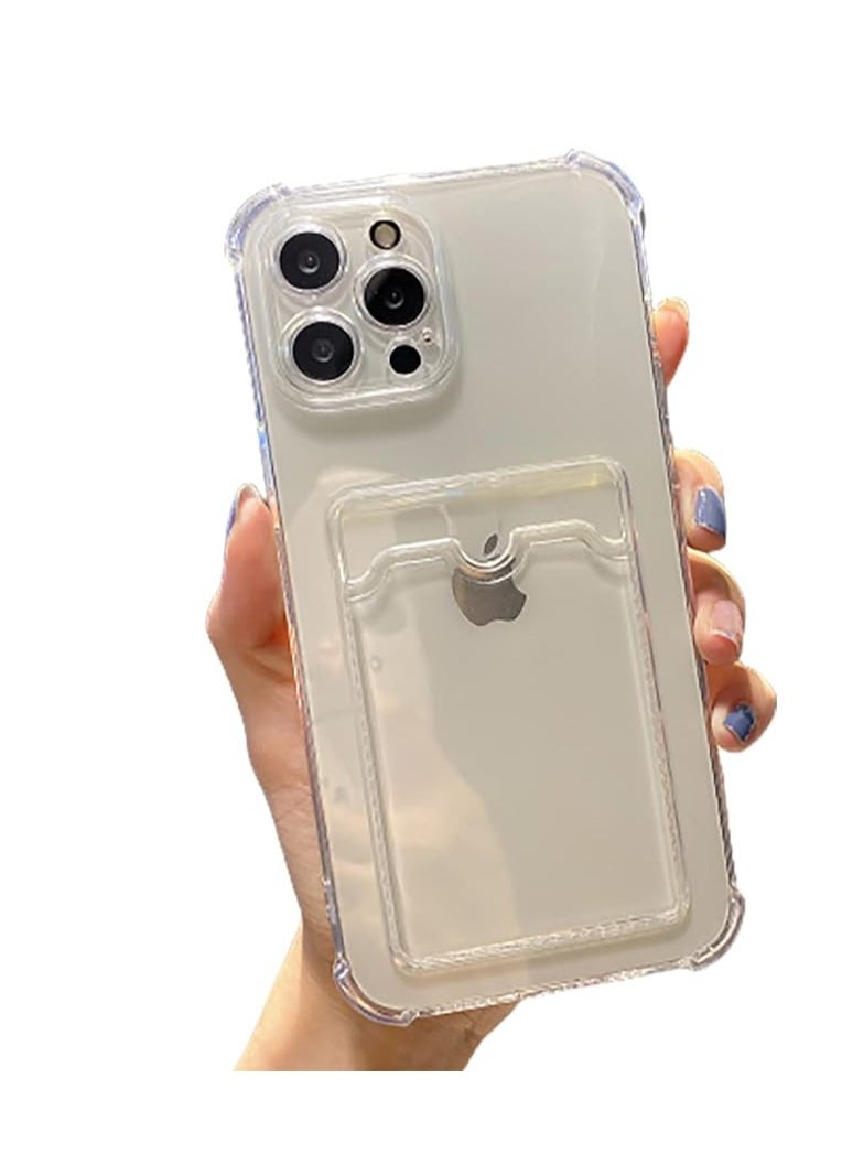 Generic Compatible with iPhone 15 Pro Case,Clear Protective Card Slot Case,Slim Fit Drop Resistant Soft TPU Wallet Case with Bumper,Cute Card Holder Pocket Case  - Image 1