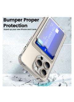 Generic Compatible with iPhone 15 Pro Case,Clear Protective Card Slot Case,Slim Fit Drop Resistant Soft TPU Wallet Case with Bumper,Cute Card Holder Pocket Case  - Image 2