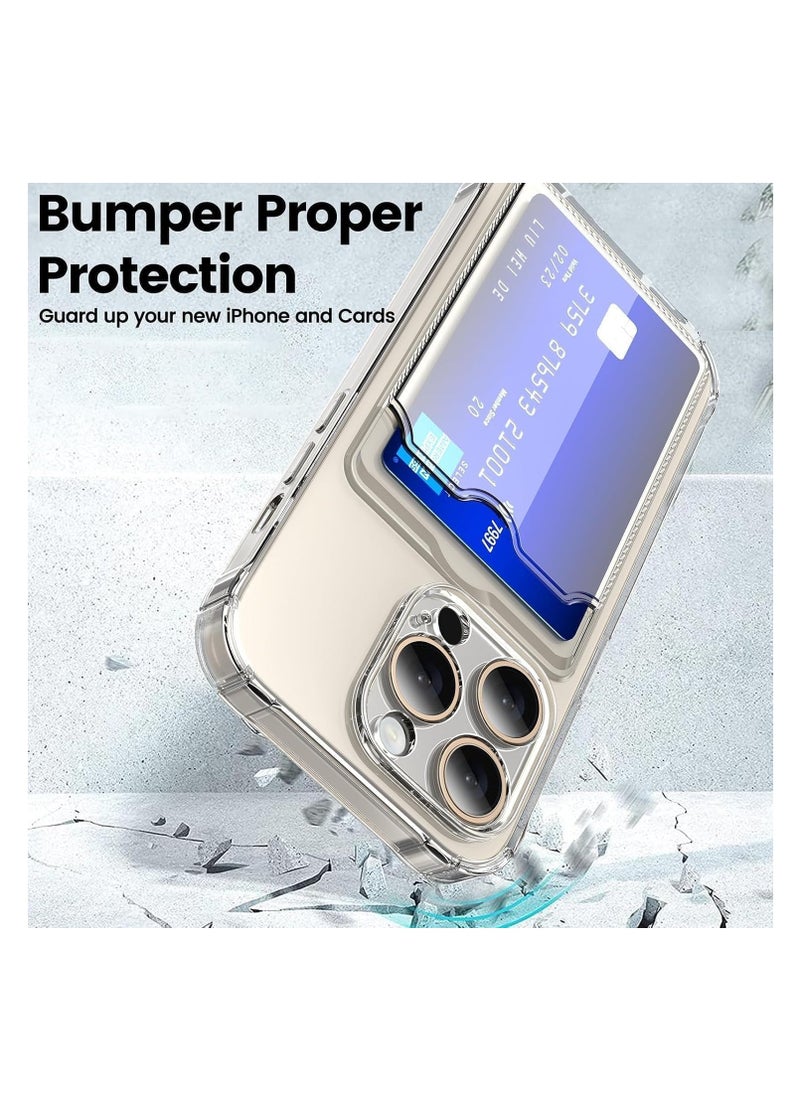 Generic Compatible with iPhone 15 Pro Case,Clear Protective Card Slot Case,Slim Fit Drop Resistant Soft TPU Wallet Case with Bumper,Cute Card Holder Pocket Case  - Image 2
