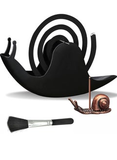 BIGTHREE Snail Mosquito Coil Holder Metal, Snail Incense Stick Holder, Incense Ash Catcher with Cleaning Brush, Mosquito Repellent Coil Holder, Home Office Camping Supplies, Table Decoration  - Image 1