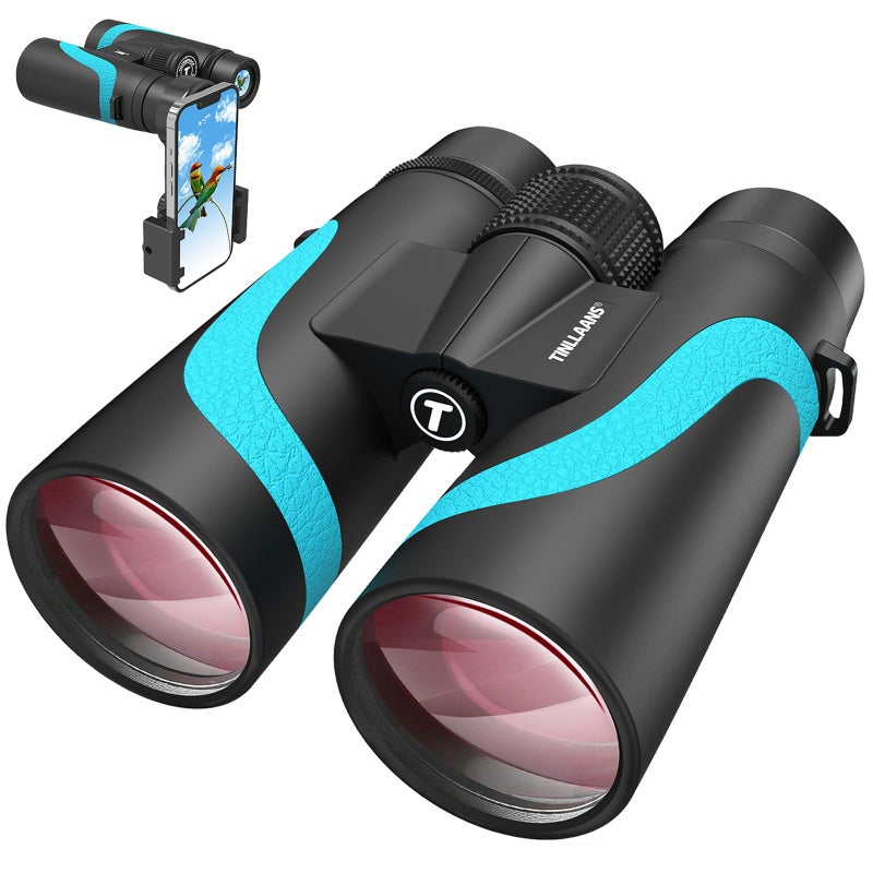 Tinllaans 15x55 UHD Binoculars for Adults High Powered with Phone Adapter - Large View, BAK4 Prism, Waterproof, Lightweight for Bird Watching, Hunting, Cruise, Travel, Sports (Blue) - Image 1