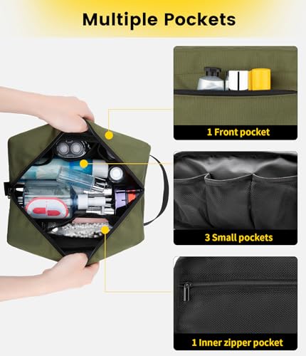 Vorspack Travel Toiletry Bag for Men - Hanging Toiletries Bag Water Resistant Travel Bag for Toiletries Accessories - Army Green - Image 3