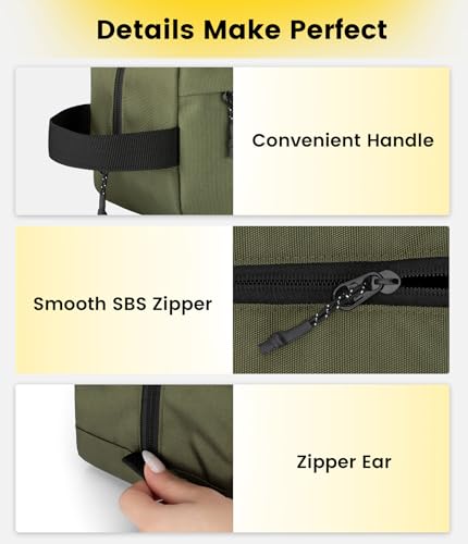 Vorspack Travel Toiletry Bag for Men - Hanging Toiletries Bag Water Resistant Travel Bag for Toiletries Accessories - Army Green - Image 5