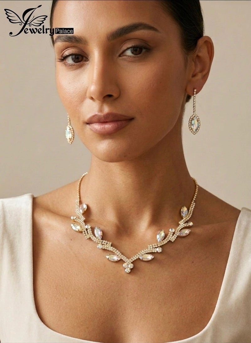 JewelryPalace 2 Pcs Zirconia Jewelry Set For Women, Necklace And Earrings Set, Elegant Occasion Accessories - Image 1