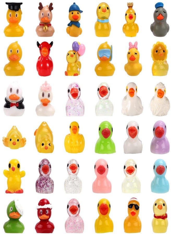 XIHIRCD Pack of 36 Mini Resin Ducks, Colourful Miniature Duck Figures, Small Duck Figures, Tiny Ducks, Accessories for Potted Plants, Dollhouse, Aquarium, Garden Landscape, DIY, Christmas, Home Decoration - Image 1