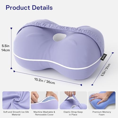 Forcanby Knee Pillow for Side Sleepers - Smooth Spine Alignment Pillow, Memory Foam Knee Pillows for Back Hip Pain, Spine Aligning, Sciatica, Surgery Recovery, Pregnancy - Image 2