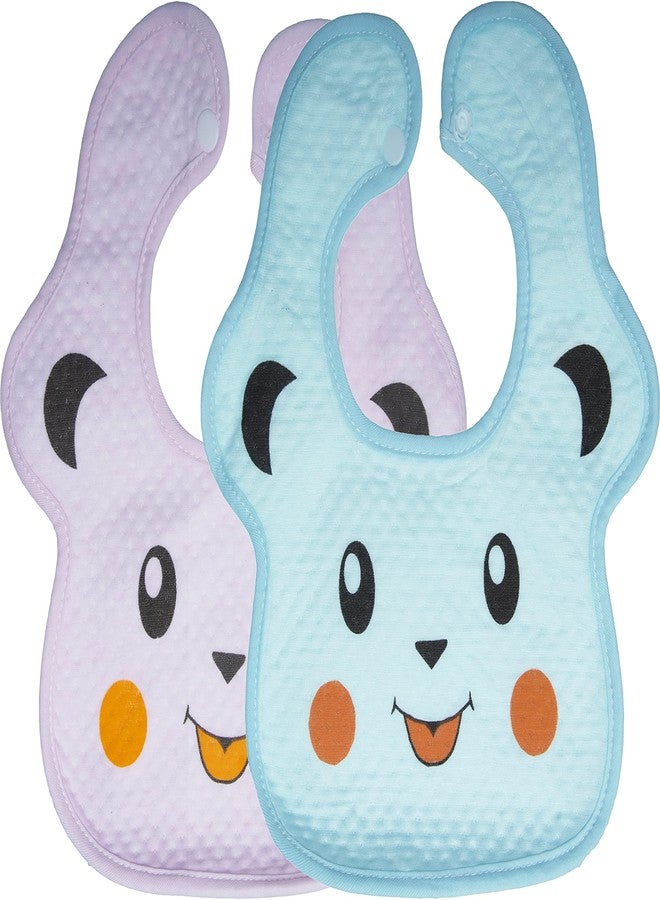 BTfash Babies Soft Button Bib for Feeding | Waterproof Bib for New Born | Washable Feeding Aprons for Infants & Toddlers | Reusable, Comfortable & Ideal for Mealtime | Gentle on Skin (Assorted_PO2) - Image 1