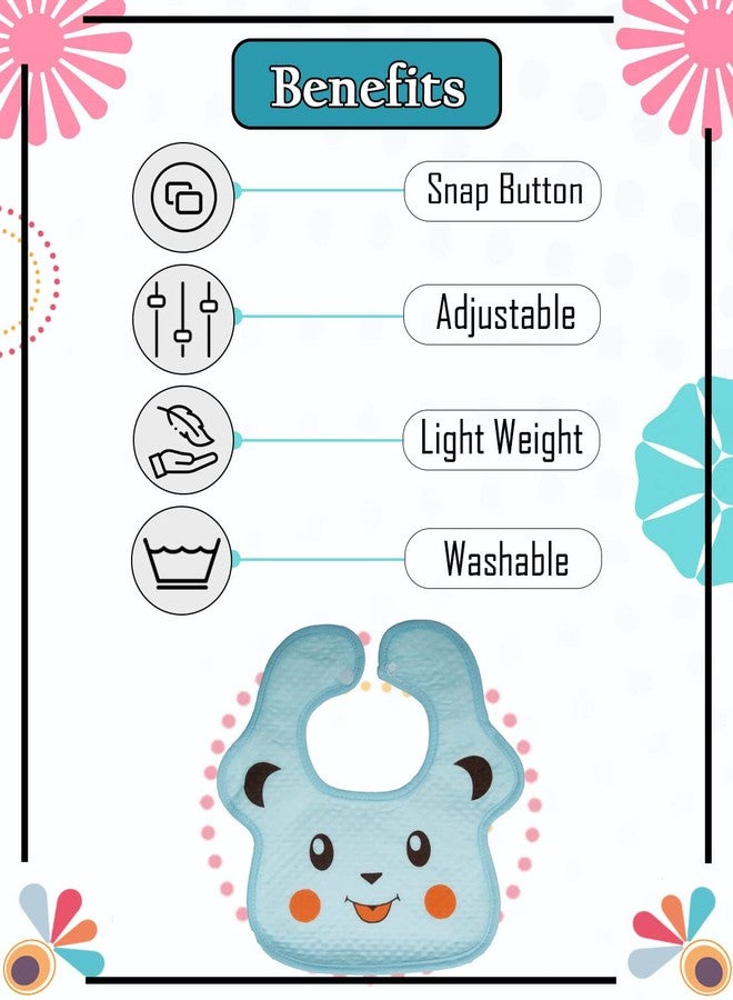 BTfash Babies Soft Button Bib for Feeding | Waterproof Bib for New Born | Washable Feeding Aprons for Infants & Toddlers | Reusable, Comfortable & Ideal for Mealtime | Gentle on Skin (Assorted_PO2) - Image 2