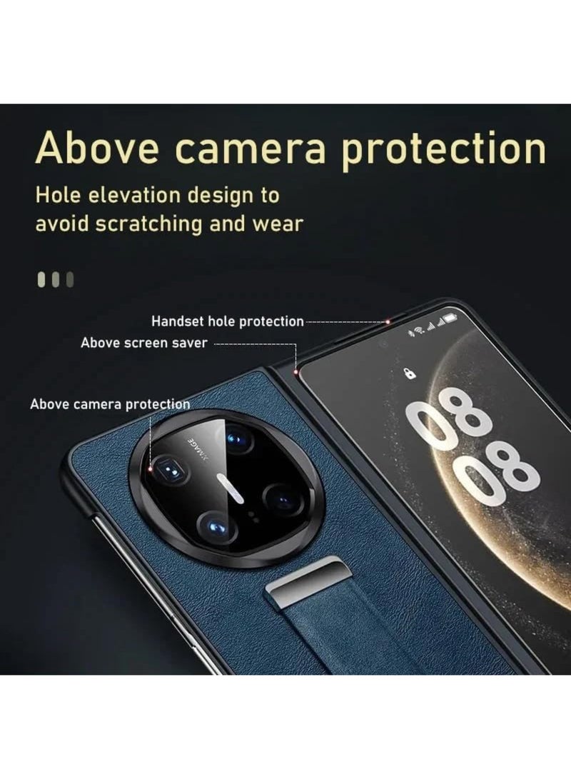 Aookay Compatible with Huawei Mate X6 Case with Stand Hand Strap Holder, Slim PU Leather Shockproof Phone Cover Premium Hard PC Protective Case for Mate X6 (Black) - Image 5