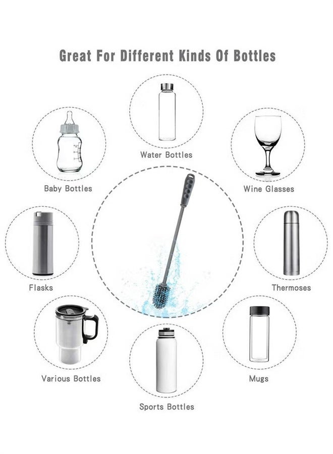 هومستر فرشاة تنظيف زجاجات السيليكون مع مقبض طويل ، نظافة زجاجات المياه لزجاجات الأطفال ، قنينة هيدرو ، زجاجة رياضية ، زهرية ، أدوات زجاجية ، مثالية لفتحات زجاجات قطرها أصغر - Image 4
