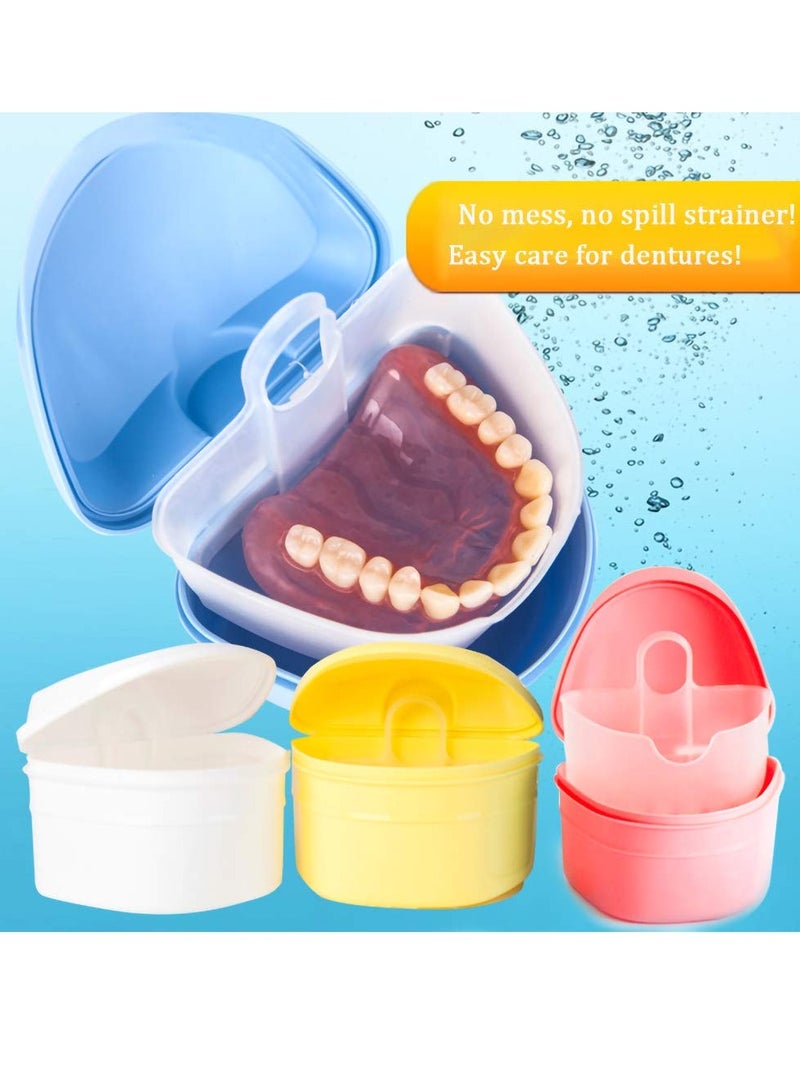 THINKPRICE Denture Bath Box Cup, Complete Clean Care for Dentures, Clear Braces, Mouth Guard, Night Guard & Retainers,Traveling (Navy Blue & Blue) - Image 2