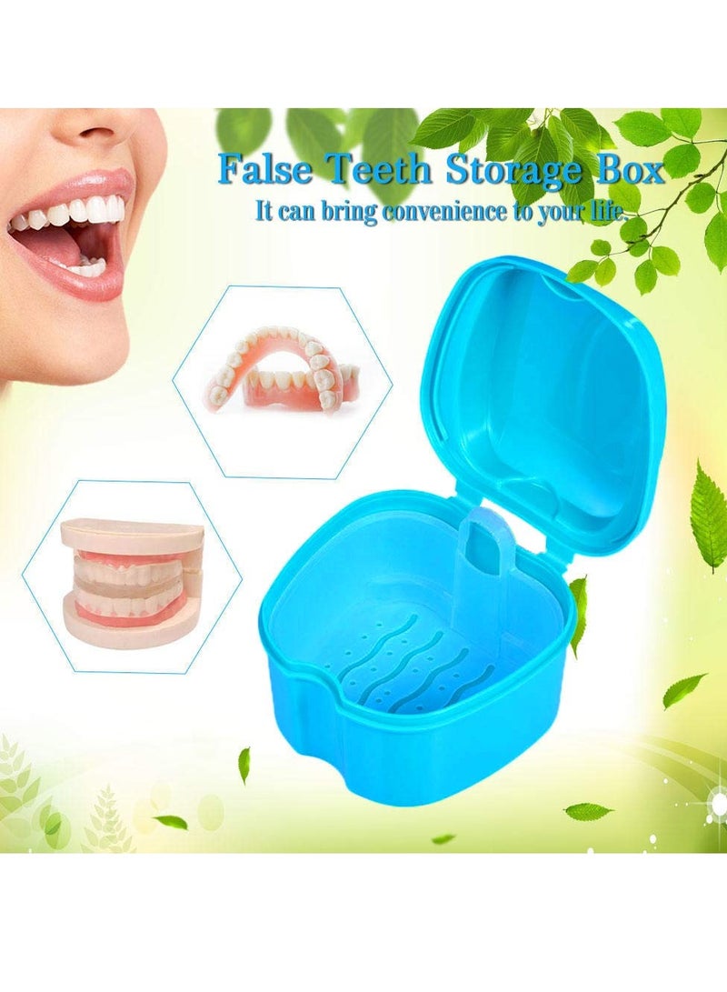 THINKPRICE Denture Bath Box Cup, Complete Clean Care for Dentures, Clear Braces, Mouth Guard, Night Guard & Retainers,Traveling (Navy Blue & Blue) - Image 3