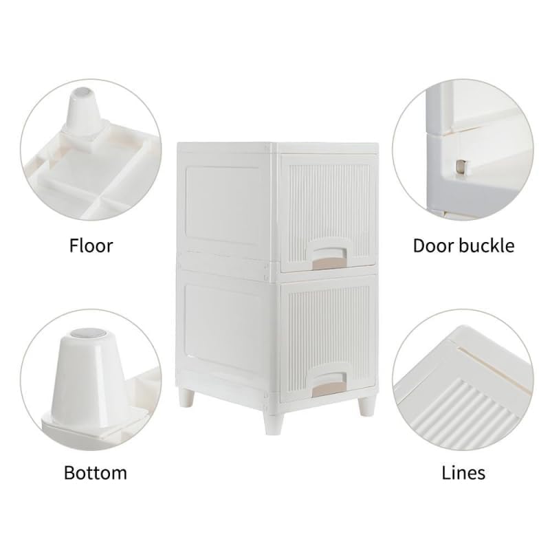 LAMOK Multipurpose Stackable Cupboard Drawer for Clothes, Kitchen Item Storage; Wardrobe Cabinet Organizer for Home, Office (Cupboard Single Door, 2 TIER) - Image 2