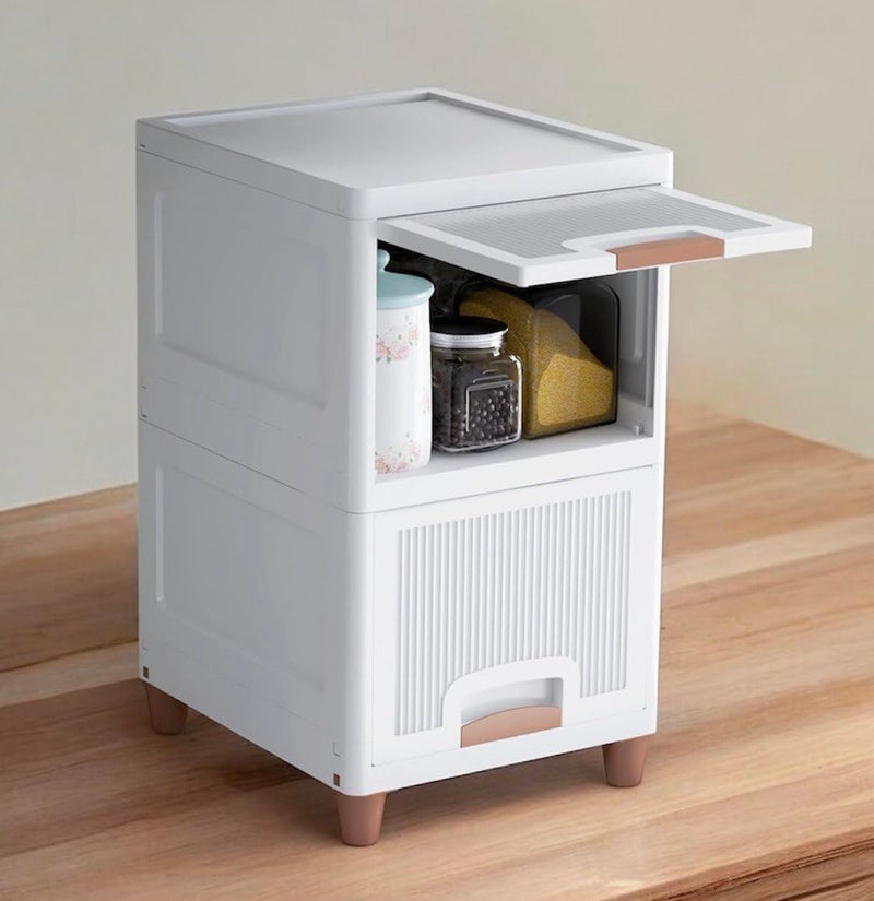 LAMOK Multipurpose Stackable Cupboard Drawer for Clothes, Kitchen Item Storage; Wardrobe Cabinet Organizer for Home, Office (Cupboard Single Door, 2 TIER) - Image 1
