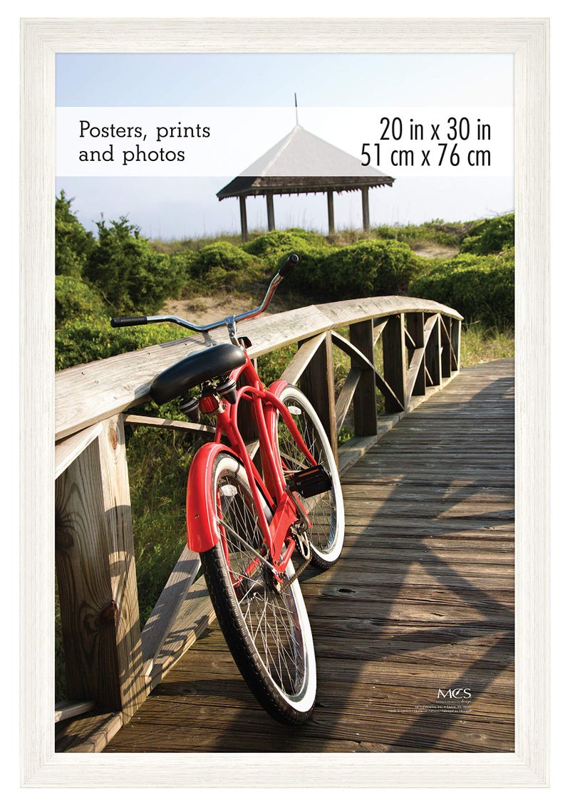 MCS Museum Poster Frame 20x30 White Woodgrain Vertical  Horizontal Wall Hanging Large Picture Frame for Photos Posters  Art Prints 1Pack