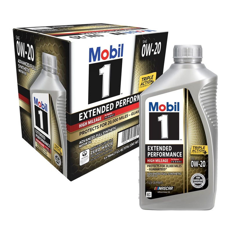 Mobil 1 Extended Performance High Mileage Full Synthetic Motor Oil 0W20 1 Quart 6pack - Image 2