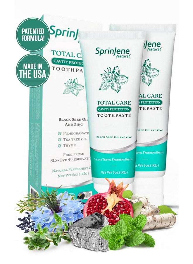 سبرين جين معجون أسنان سبرينجين للعناية الكاملة الطبيعية بالفلورايد لأسنان ولثة قوية | معجون أسنان طبيعي لحماية الأسنان من التسوس | عبوة من قطعتين - Image 1