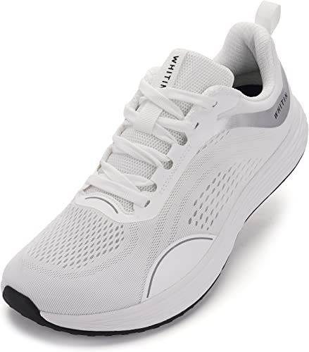 WHITIN Mens Zero Drop Wide Toe Box Road Running Shoes Size 11 Lightweight Gym Sports Walking Logging Workout Comfortable Width Athletic Male White 45 - Image 1