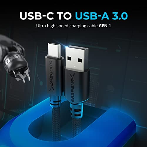 SABRENT [3-Pack 22AWG Premium 6ft USB-C to USB A 3.0 Sync and Charge Cables [Black] (CB-C3X6) - Image 2