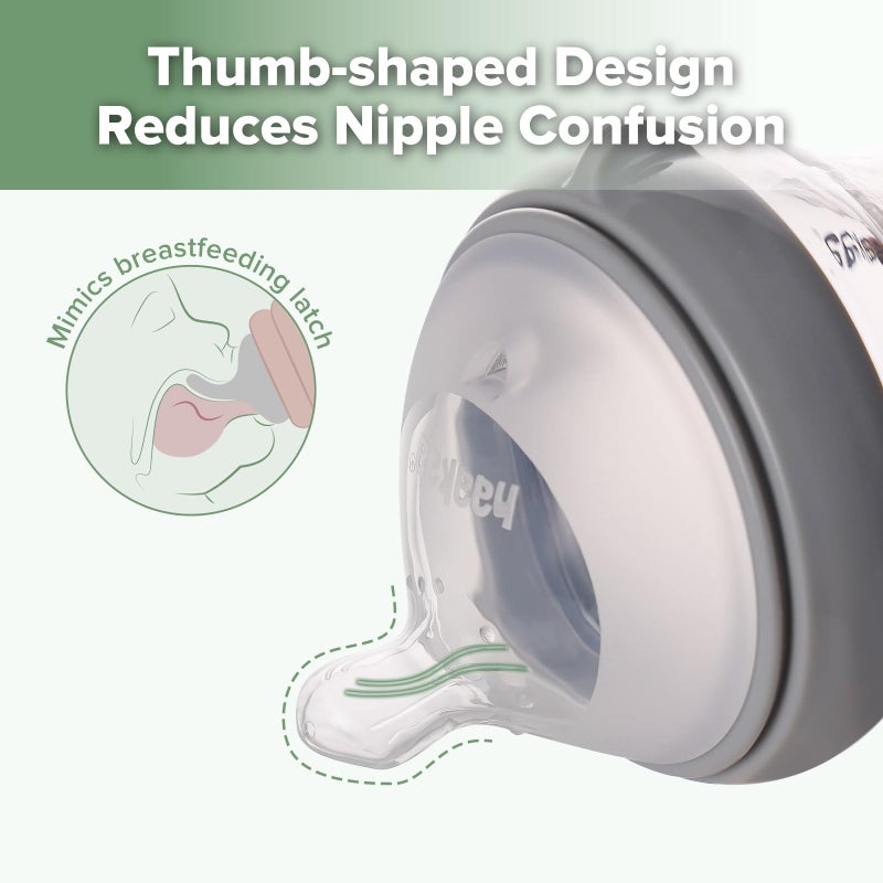 haakaa Gen.3 Natural Glass Baby Bottle 4.2oz/120ml - Wide Neck Anti-Colic Slow Flow Nipple for 0M+ Breastfed Baby, Newborn Registry Essentials,BPA-Free - 1 PK - Image 3