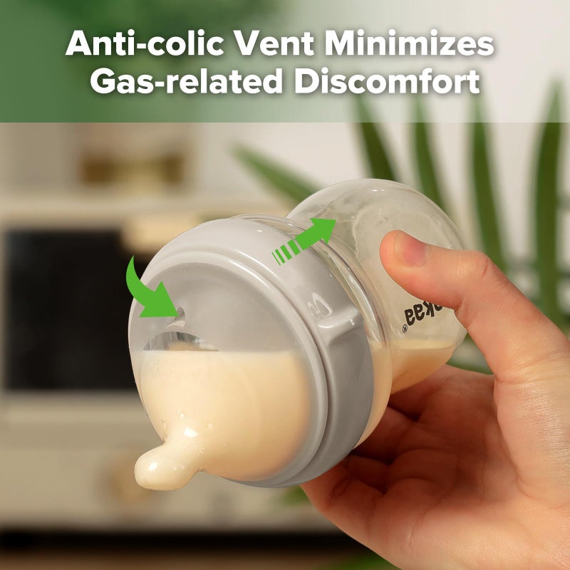 haakaa Gen.3 Natural Glass Baby Bottle 4.2oz/120ml - Wide Neck Anti-Colic Slow Flow Nipple for 0M+ Breastfed Baby, Newborn Registry Essentials,BPA-Free - 1 PK - Image 5