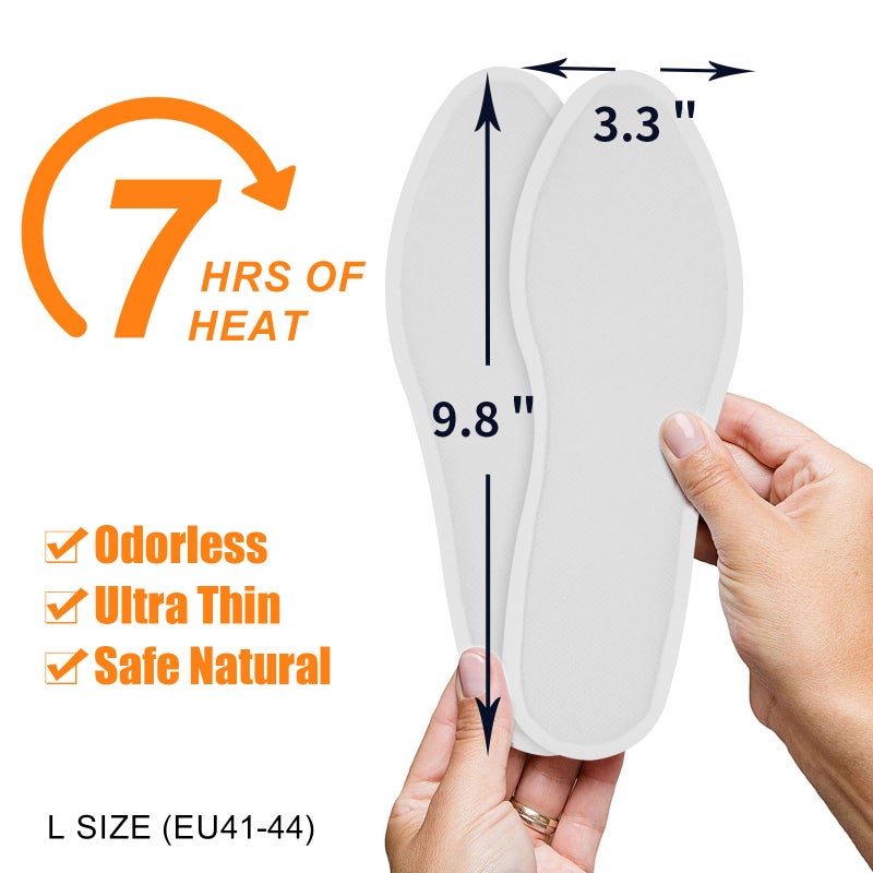 Mrice Insole Foot Warmers (10 Pairs) - Up to 9 Hours of Heat - Ultra Thin, No Clumping, All Natural - Air Activated Heated Insoles - Feet Warmers for Men & Women - L(EU41-44) - Image 5