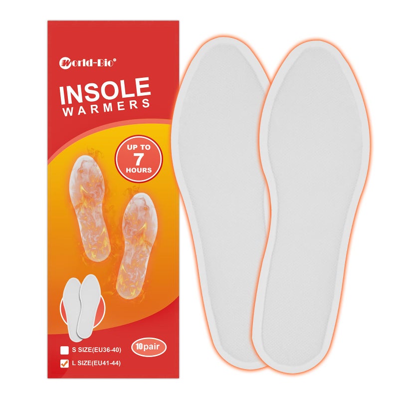 Mrice Insole Foot Warmers (10 Pairs) - Up to 9 Hours of Heat - Ultra Thin, No Clumping, All Natural - Air Activated Heated Insoles - Feet Warmers for Men & Women - L(EU41-44) - Image 1