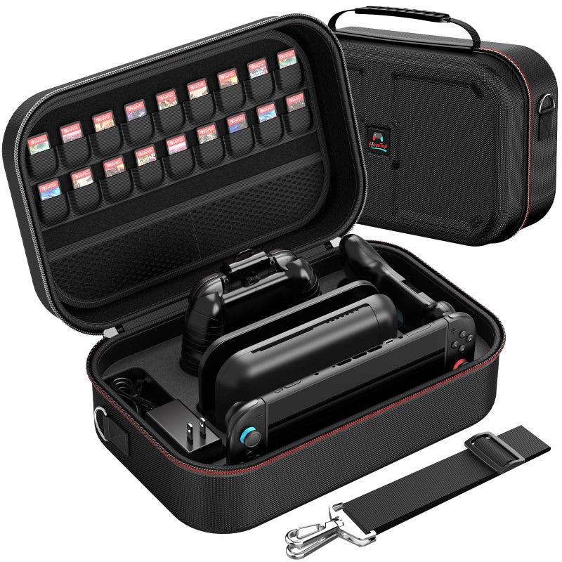HEYSTOP Switch 2 Carry Case Compatible with Nintendo Switch 2with 18 Games Cartridges Waterproof and Dustproof Travel Case for Switch 2 Accessorieswith Handles and Shoulder Straps - Image 2