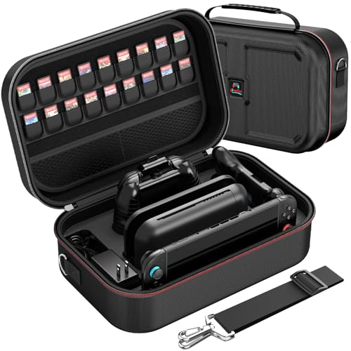 HEYSTOP Switch 2 Carry Case Compatible with Nintendo Switch 2with 18 Games Cartridges Waterproof and Dustproof Travel Case for Switch 2 Accessorieswith Handles and Shoulder Straps - Image 1