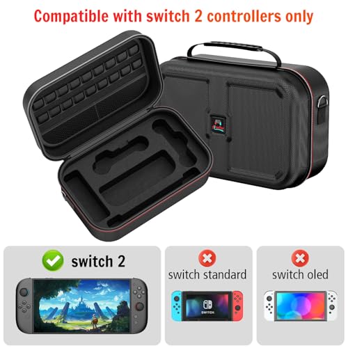 HEYSTOP Switch 2 Carry Case Compatible with Nintendo Switch 2with 18 Games Cartridges Waterproof and Dustproof Travel Case for Switch 2 Accessorieswith Handles and Shoulder Straps - Image 3