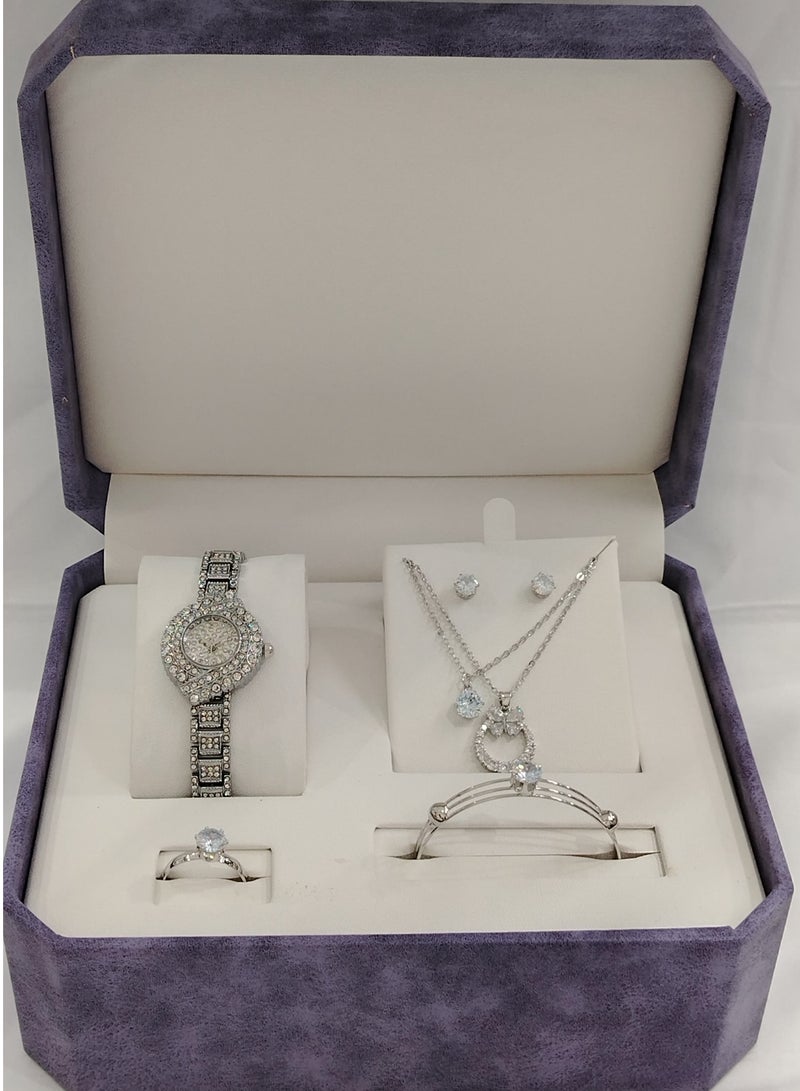 Generic Soft and elegant women's sets, zircon, steel watch 