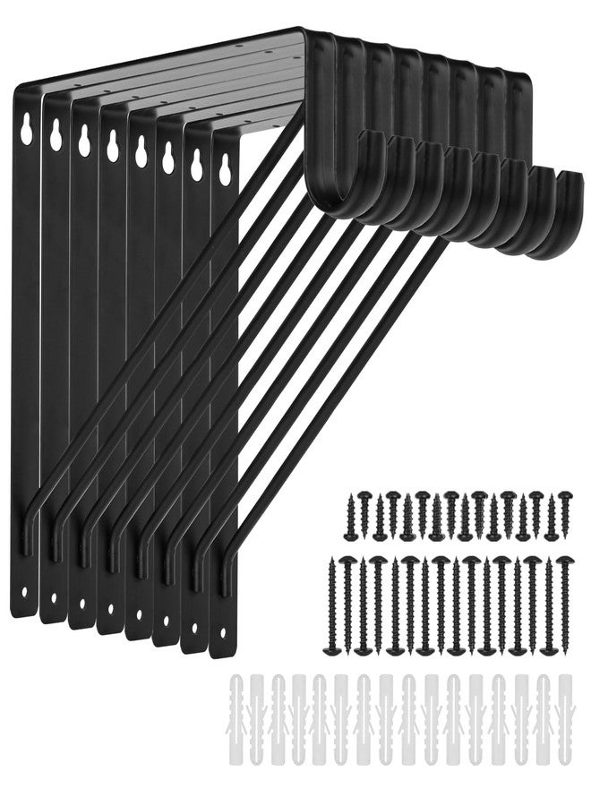 APOCHON 8 Pack Heavy Duty Closet Rod Brackets 11 x 11 Inch, Black Closet Shelf and Rod Bracket Holder for Home and Closet Decor, Wall Mount Closet Pole Supports Bracket Hook with Screws - Image 1