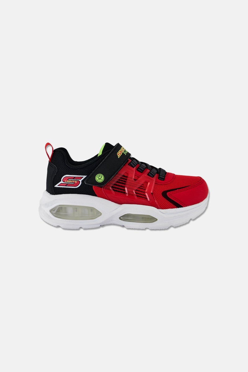 SKECHERS أحذية أطفال أولاد S-Lights بإغلاق فيلكرو، أحمر - Image 3