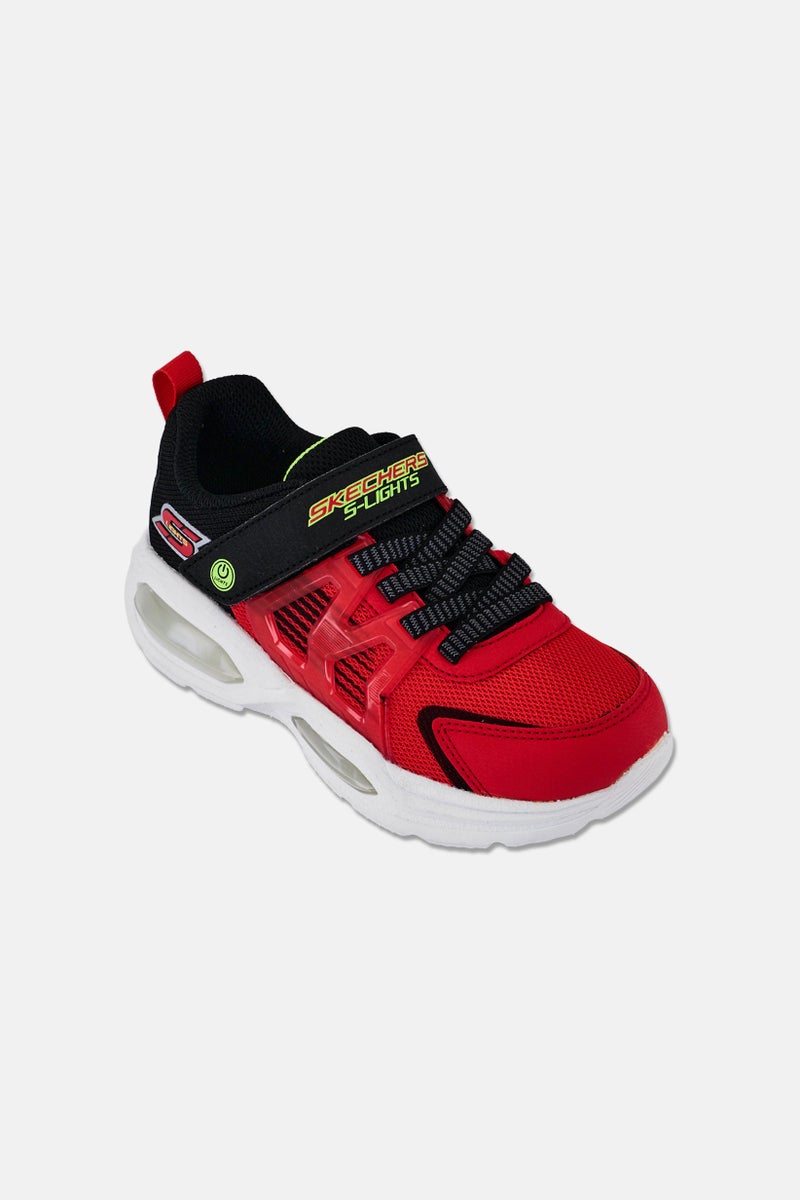 SKECHERS أحذية أطفال أولاد S-Lights بإغلاق فيلكرو، أحمر - Image 1