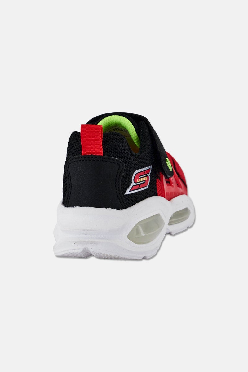 SKECHERS أحذية أطفال أولاد S-Lights بإغلاق فيلكرو، أحمر - Image 2