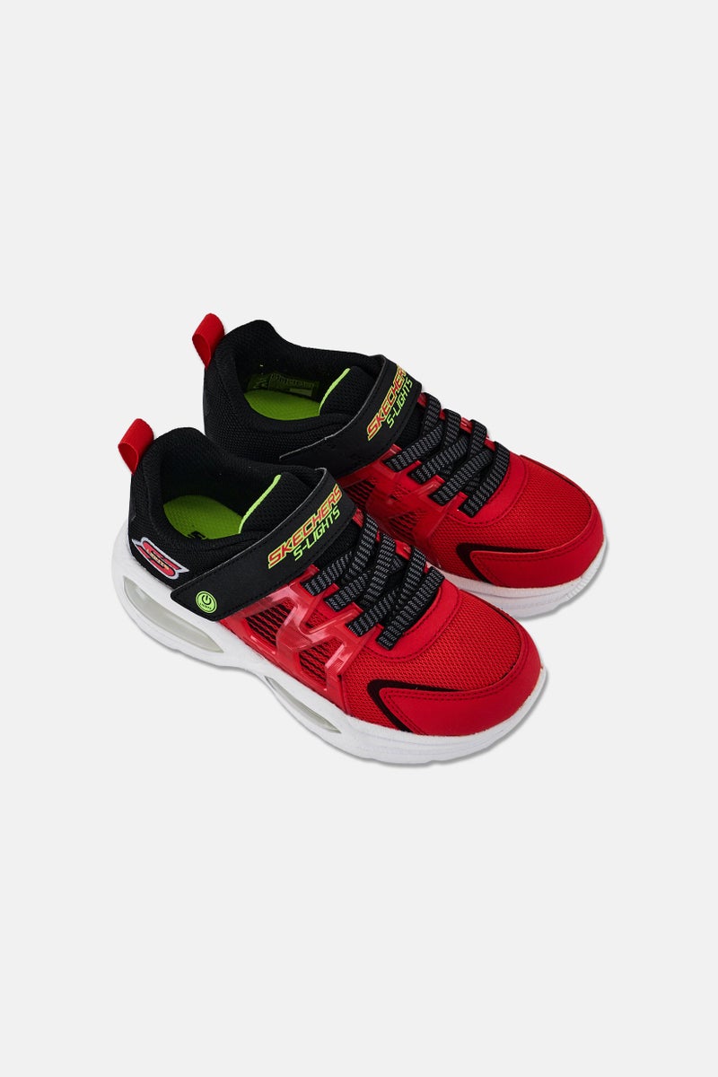 SKECHERS أحذية أطفال أولاد S-Lights بإغلاق فيلكرو، أحمر - Image 4