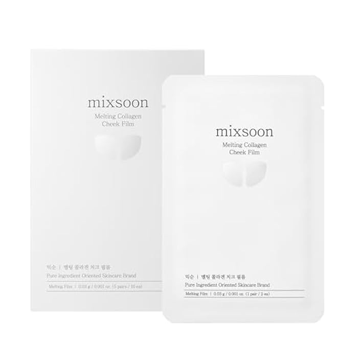 mixsoon Melting Collagen Cheek Film - Firming, Nourishing and Moisture-Infusing Melting Patch, Revitalizing Care for Plump, Smooth Cheeks 0.03g / 0.001 fl. oz. (5pairs / 10ea) Korean Glass Skin Care