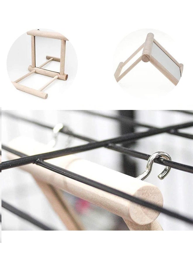 2 Pcs Parrot Bird Mirror,Bird Stand Perch with Mirror,Birdcage Perches Mirror Chew Toy,Cockatoo Cage Wood Toy for African Grey Macaw/Parakeet Cockatiels Conure/Lovebirds - Image 3