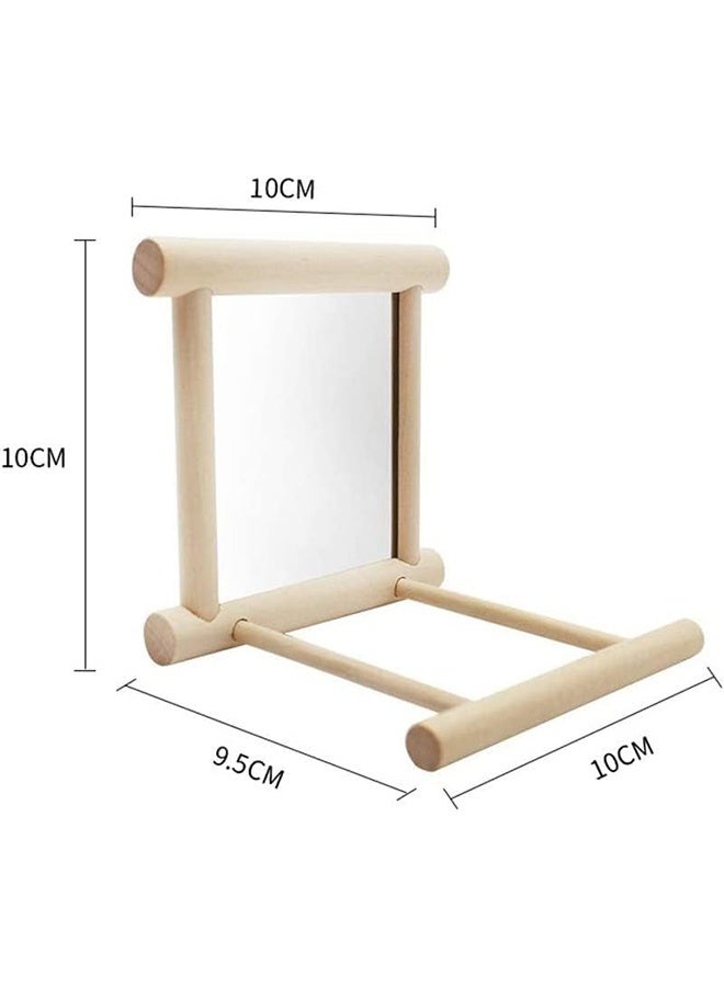 2 Pcs Parrot Bird Mirror,Bird Stand Perch with Mirror,Birdcage Perches Mirror Chew Toy,Cockatoo Cage Wood Toy for African Grey Macaw/Parakeet Cockatiels Conure/Lovebirds - Image 2