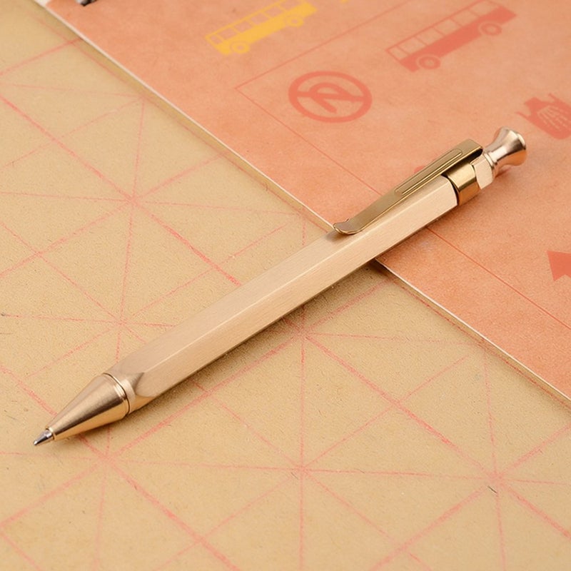 EKLOEN Six-Edge Solid Brass Pen, Sign Pen Ballpoint Pen with Clip - Image 4