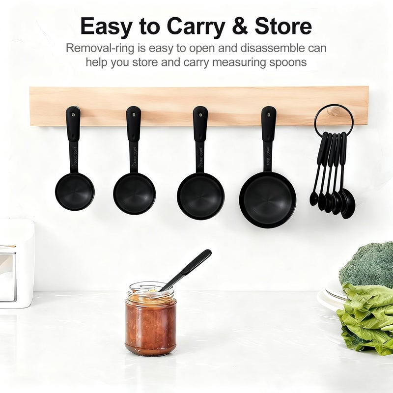 Bopei Measuring Cups and Spoons Set, Titanium-Plated Matte Black Stainless Steel 10 Piece for Cooking and Baking (5 Cups + 5 Spoons All Black) - Image 5