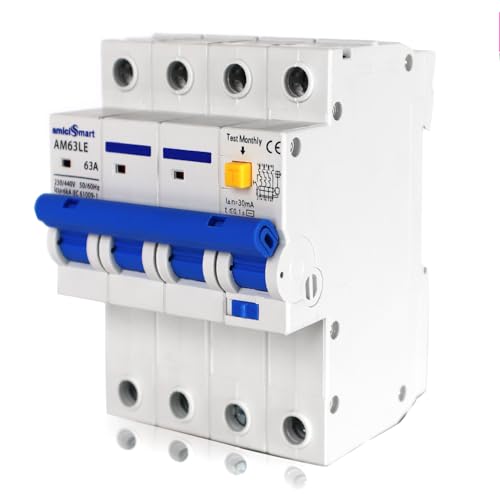 amiciSmart 3-Phase Switchable Leakage Protector with Overcurrent and Short-Circuit Protection, Shock-Proof Circuit Breaker, 80A, 220VAC - Image 1